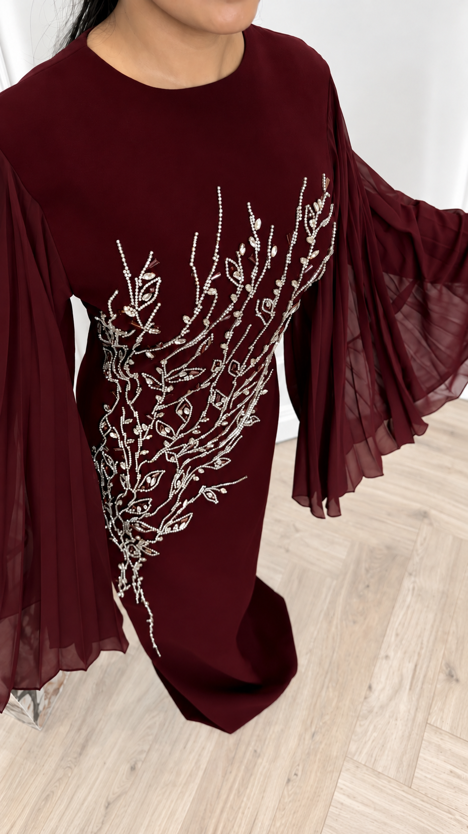 Burgundy Embellished Vine Gown