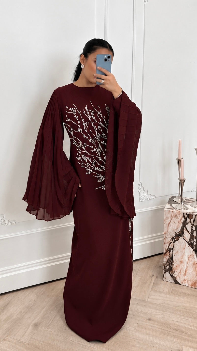 Burgundy Embellished Vine Gown