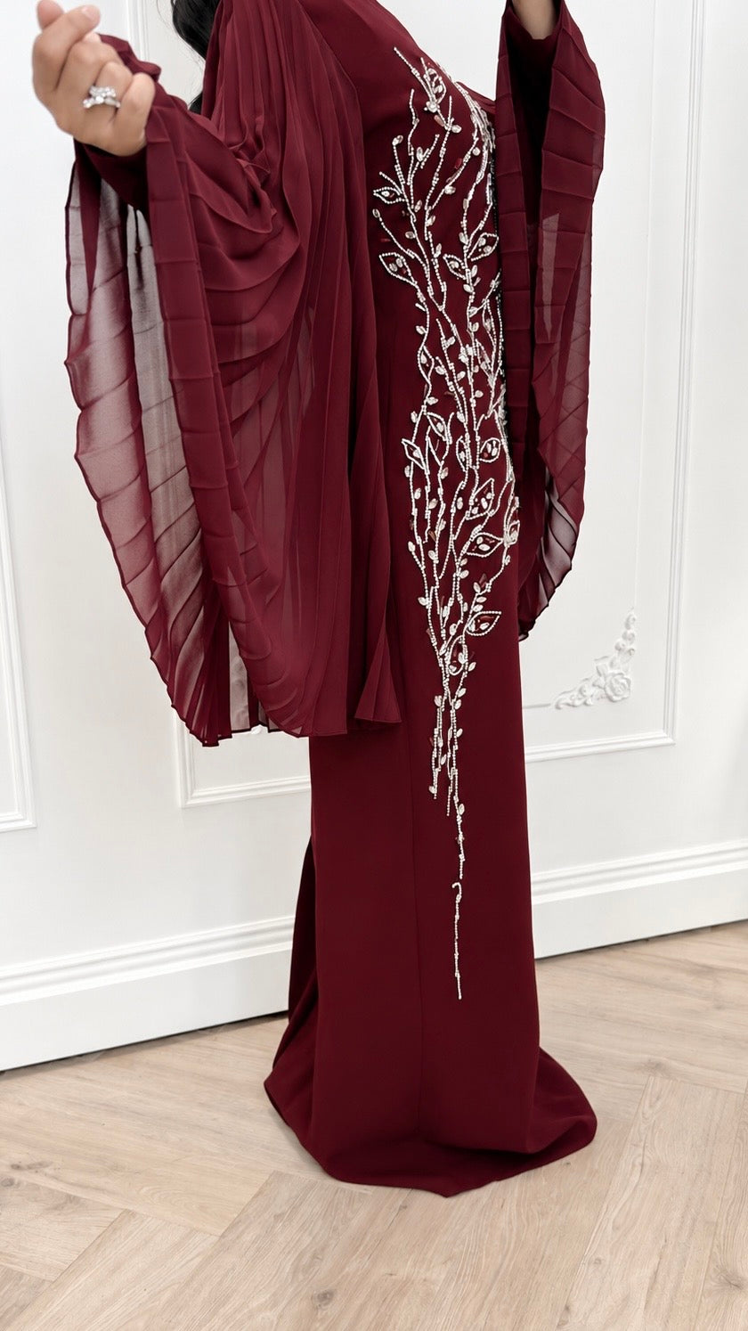 Burgundy Embellished Vine Gown